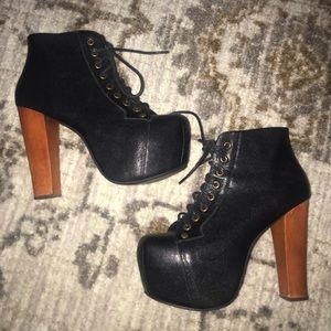 Jeffrey Campbell Lita Black Leather Boots 7M